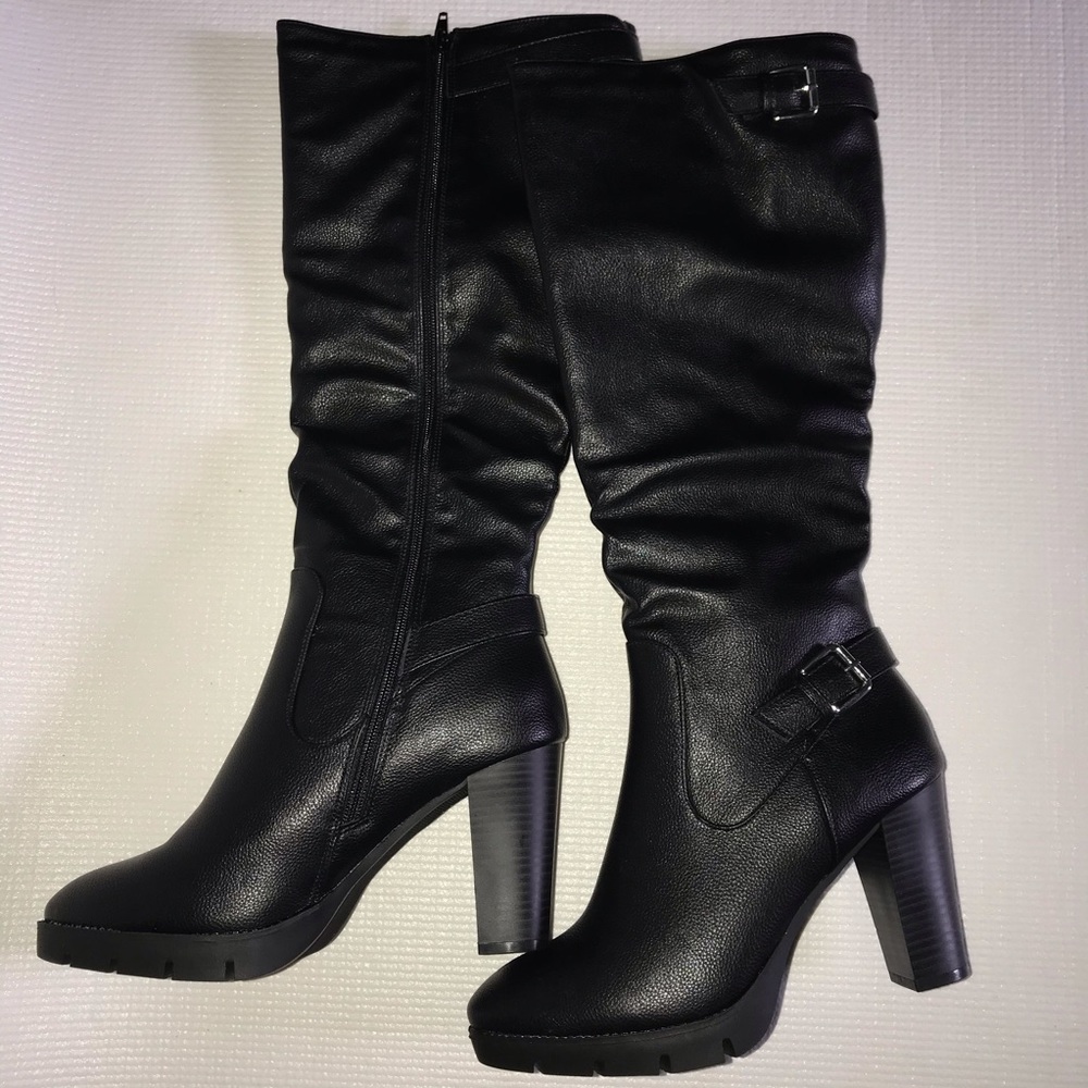NEW Black Knee High Platform Boots